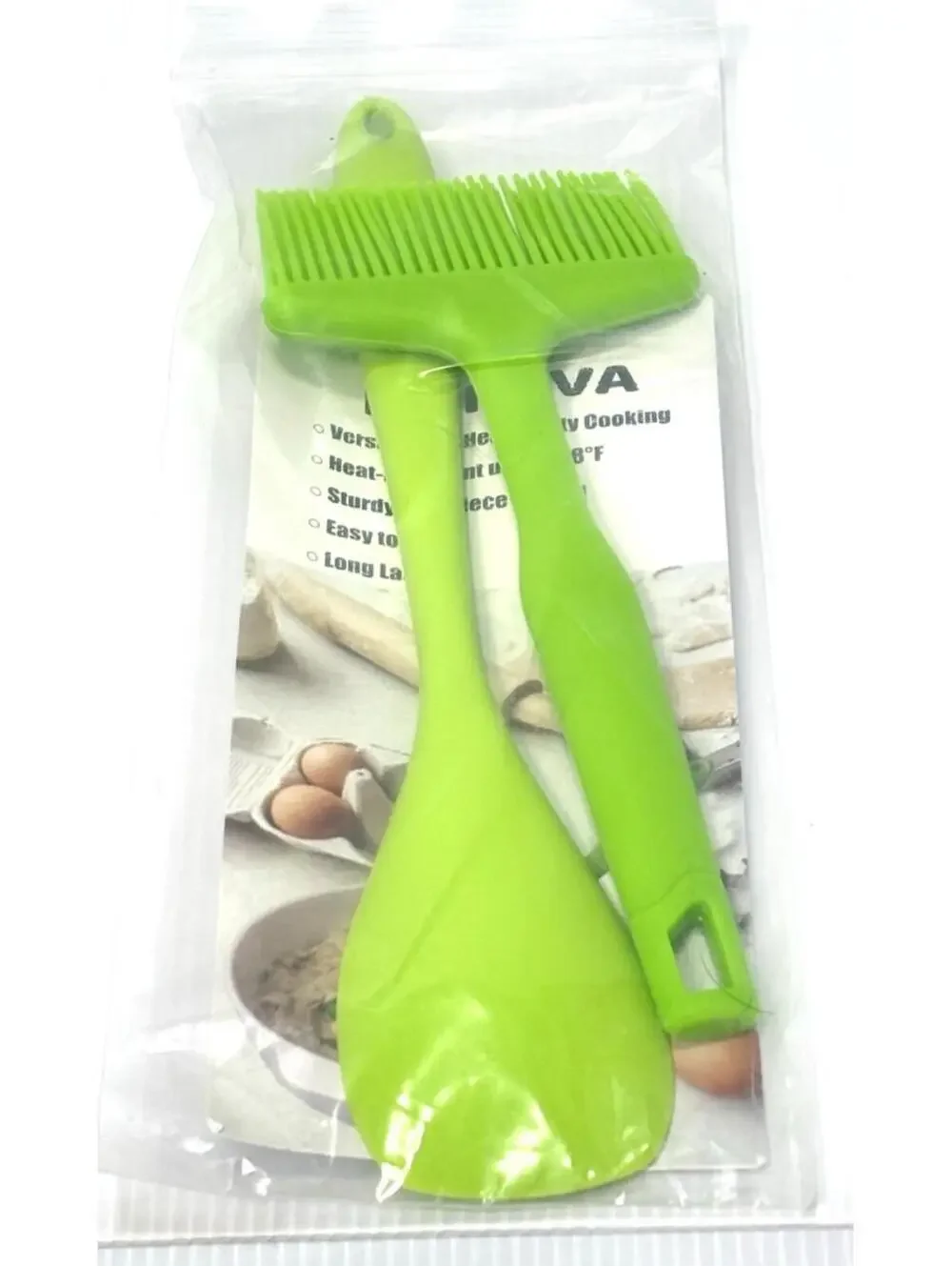 HONSVA Silicone Kitchen Utensil Set, New Green Brush & Spoonula, Cooking Utensil